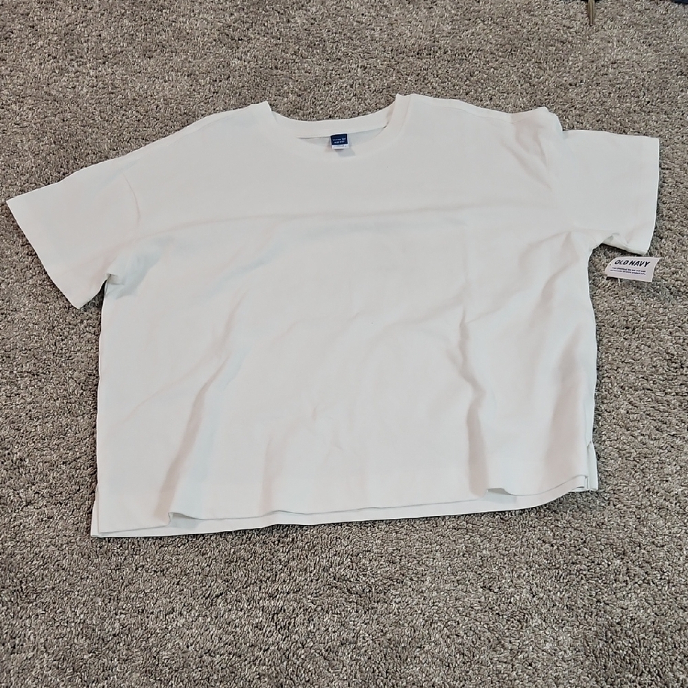 Old Navy Vintage White Short Sleeve T-Shirt Crop Top